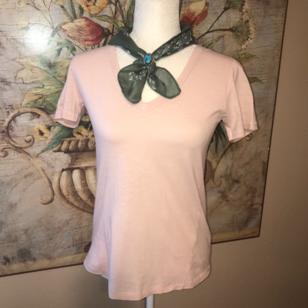 J Brand Pink Janis V-Neck Short Sleeve TShirt